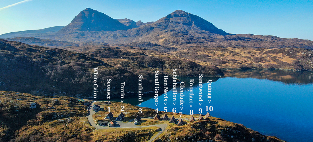 Kylesku Lodges - locations names and numbers